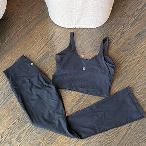 Lululemon Align Henley &  Mini Flare Leggings Set 28" Ribbed Black size 6 NWOT